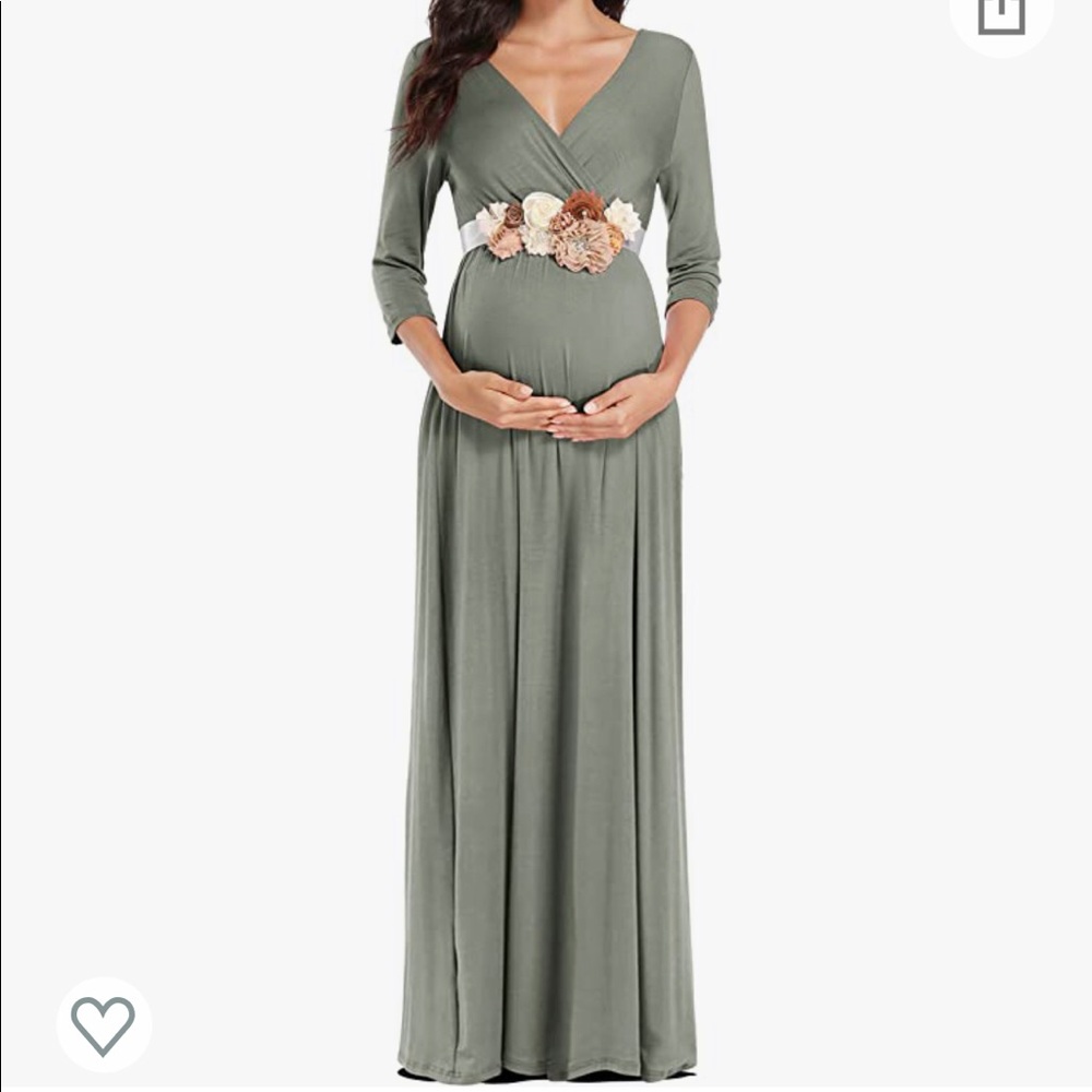 NWT- KIM S maternity maxi dress w floral belt